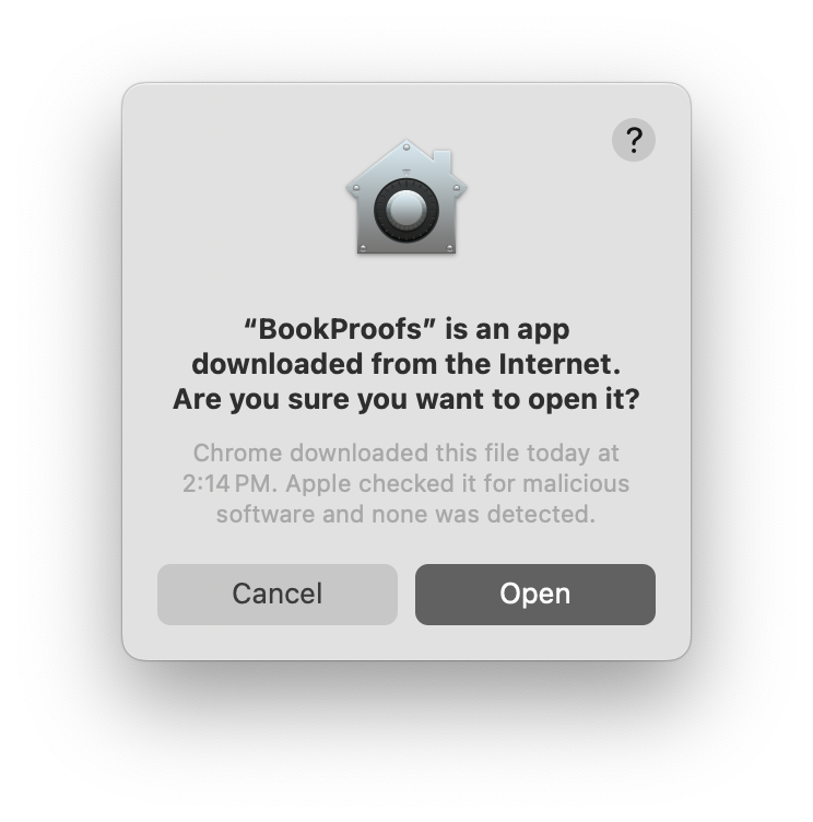 macOS confirmation dialog - Apple verified, click Open