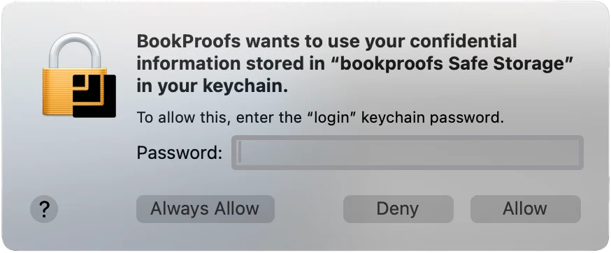 macOS keychain access prompt - click Always Allow
